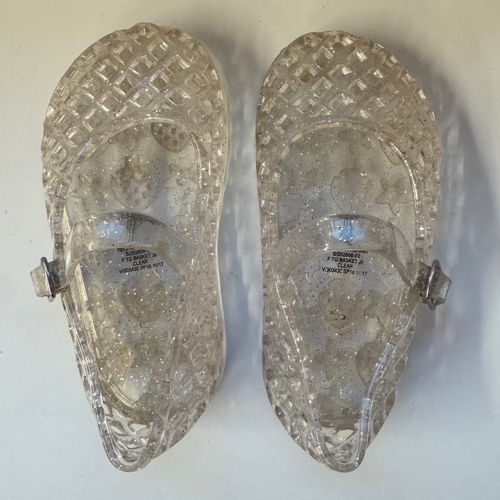 Sparkly Clear Basket Weave Jelly Ballet Shoes - Picture 2 of 7